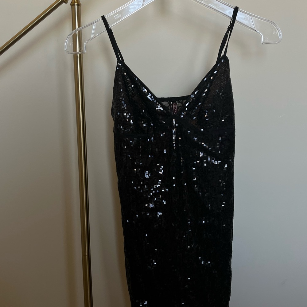 Victoria's Secret Black mini sequined dress with a completely sheer lace back